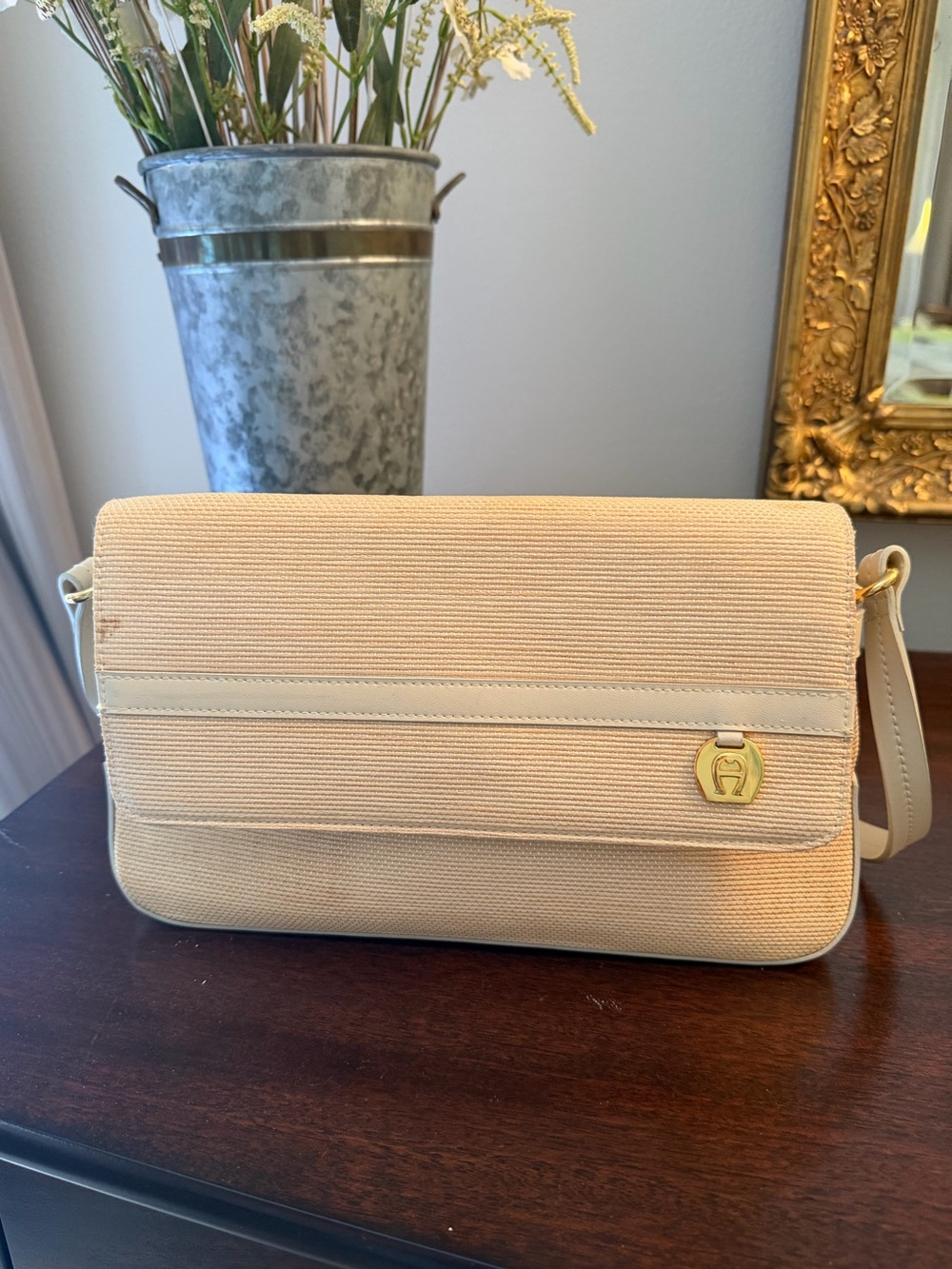 Vintage Etienne Aigner Savannah Collection Straw And Jute Crossbody/Shoulder Bag